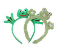 NIYANGLE 2pcs Cute Frog Headbands for Plush Cartoon Animal Hairbands with Elastic Fit Playful Cosplay Accessories for Halloween Christmas Parties Yoga Skincare