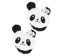 NIYANGLE 2pcs Cute Panda Elastic Hair Ties Plush Material High Elasticity Versatile Reliable Craftsmanship for Travel Daily Use Adorable Cartoon Accessories