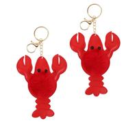 NIYANGLE 2pcs Cute Plush Lobster Keychain Set, Soft Red Lobster Bag Pendant, Fluffy Ocean Animal Keyring Accessory for Women’s Purse and Backpack, Ocean Party