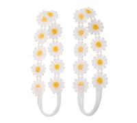 NIYANGLE 2pcs Daisy Crown Floral Garland Headbands with Elastic Ribbon Realistic Sunflower Hairbands for Women Bridesmaids Comfortable Stretch Boho Flower Headdresses for Weddings Festivals