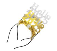 NIYANGLE 2pcs Digital Draw Hairband for Happy Year Celebrations Party Hair Accessories Glitter Design for Year Eve Events and Birthday Headbands for Women