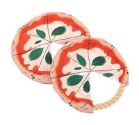 NIYANGLE 2pcs Dog Flying Disc for Puppy and Dog Training Pizza Shape Cotton Rope Flyer with Easy to Grip and Catch Feature, Protects Teeth and Gums, for Park and Backyard Play