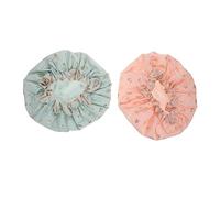 NIYANGLE 2pcs Double Layer Bathing Caps Elastic Shower Hat for Hair for Showers Makeup and Face Cleaning Comfortable and Reusable Hair Covering Heart Heart