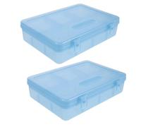 NIYANGLE 2pcs Double Layer Plastic Art Brush Storage Box for Crayons and Drawing Pens, Stylish and Elegant Design, for Traveling and Desk Use by Students and Artists