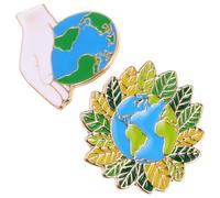 NIYANGLE 2pcs Earth Day Enamel Lapel Pins Alloy Brooches with Creative Unique Earththemed Design for Bags and Clothing, Versatile Accessory Environmental Discussions