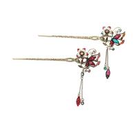 NIYANGLE 2pcs Elegant Butterfly Hair Sticks Vintage Chinese Chopsticks for Hair Unique Shaped Hairpins Rainbow Accessories for Women for Weddings Parties Everyday Use