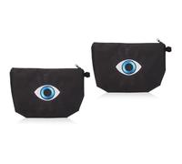 NIYANGLE 2pcs Evil Eye Makeup Bags Portable Travel Cosmetic Organizer Pouches Black Blue Eye Design Toiletry Storage for Women