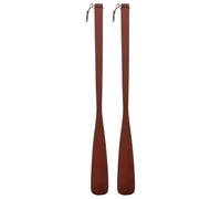 NIYANGLE 2pcs Extra Long Wooden Shoehorns 54cm Red Peach Wood Shoe Lifters with Long Handle for Pregnant Women and Seniors Convenient Shoe Horns for Easy Wearing