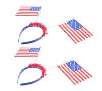 NIYANGLE 2pcs Floral Hair Hoop with Glitter American Flag Design Headband Accessory for Independence Day Celebrations Lightweight Adorable