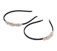 NIYANGLE 2pcs Floral Rhinestone Headbands for Women, Elegant Wedding Hair Accessories Made of Alloy and Rhinestones, Comfortable to Wear for Proms and Homecomings
