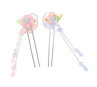 NIYANGLE 2pcs Flower Hair Sticks Handmade Chinese Accessories with Dynamic Tassel Design for Hanfu Theme Parties Photography and Cultural Celebrations Comfortable Lightweight Hairpins