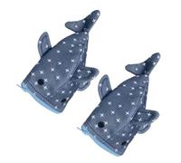 NIYANGLE 2pcs Funny Shark Pencil Case Stationery Storage Bag with Star Accents, Polyester Fish Shaped Pencil Pouch for School and Home, Compact and Lightweight with Spacious Capacity