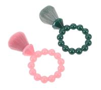 NIYANGLE 2pcs Gentle Bead Hair Powder Blush Brush Set with Travel Case, Compact Makeup Brushes for Loose Powder and Cream Blush Application, Portable Face Makeup Tool for Home and On-the-go