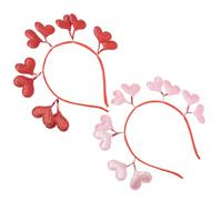 NIYANGLE 2pcs Glitter Heart Headband Hair Accessories Valentine Party Wedding Glitter Hearts for Photo Props and Special Occasions