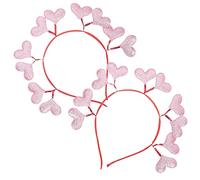NIYANGLE 2pcs Glitter Heart Headbands for Valentine's Day Party Accessories Felt Hairband Decor Loving Heart Design for Wedding Anniversary Festival Celebration