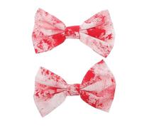 NIYANGLE 2pcs Halloween Bow Hair Clips for Women, Red Cotton Material Bow-knot Hairpins, Practical Hair Accessories Suitable for Halloween and Entertainment Park