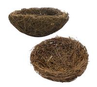 NIYANGLE 2pcs Hand-woven Rattan Bird Nest for Garden Decor and Dining Areas, Rustic Coffee- Bird Breeding Nest with Fine Craftsmanship, Wide Range of Uses, Simple and Stylish Design