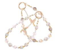 NIYANGLE 2pcs Handmade Phone Charm Butterfly Lanyard with Crystal Alloy Beads Decorative Pendant and Anti-lost Phone Chain Suitable for Daily Activities and Different Occasions