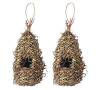 NIYANGLE 2pcs Handwoven Natural Grass Bird Houses for Hummingbird and Bird Nesting for Window and Home Decoration