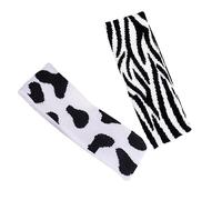 NIYANGLE 2pcs Headband Set Retro Zebra and Cow Print, Decorative Hair Accessories for Women and Girls, Soft Fabric Hairbands for Daily Wear and Facial Hair Control