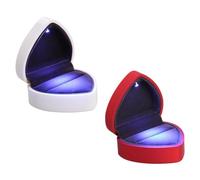NIYANGLE 2pcs Heart Shaped LED Ring Box, Romantic Plastic and Flannelette
