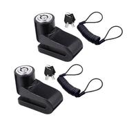 NIYANGLE 2pcs Heavy Duty Disc Brake Lock Set for Bicycle and Motorcycle Black Anti-theft Security with Reminder Cable Compatible with Electric Scooters and Motorbikes