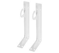 NIYANGLE 2pcs Heavy Duty White Cold-Rolled Steel Shelving Support Brackets with Hooks, Wall Mounted Closet Rod Support for Balcony and DIY Storage Solutions