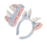 NIYANGLE 2pcs High Crown Deer Antler Headband Plush Women Makeup Headband Soft Ear for Spa Facial Cleansing
