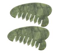 NIYANGLE 2pcs Jade Scalp Scraping Comb Gua Sha Massage Tool for Head and Facial Skincare Ergonomic Design for Relaxation and Blood Flow Enhancement Lightweight and Stylish