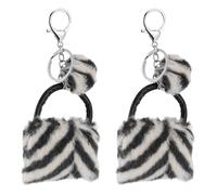 NIYANGLE 2pcs Keychain Bag Shape Key Ring Creative Fashion Plush Metal Hanging Decoration Comfortable Touch Gift for Family and Friends Occasion