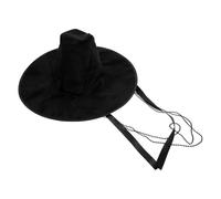 NIYANGLE 2Pcs Korean Flat Top Hat with Beaded Chains Black Lightweight Breathable Headwear for Men Suitable for Costume Parties and Historical Reenactments