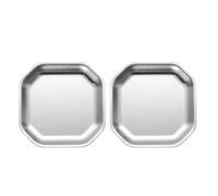 NIYANGLE 2pcs Korean Style Octagonal Stainless Steel Snack Plates 10.4cm Small Multi-use Food Dishes Pickle Appetizer Plates for Kitchen and Dining