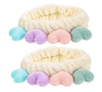 NIYANGLE 2pcs Love Heart Headbands for Women Soft Makeup Hair Bands Spa Accessories for Washing Face Cute Fashionable Design for Various Occasions and Hair Styles