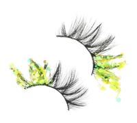 NIYANGLE 2pcs Luminous False Eyelashes Fiber Lightweight Decorative Natural Women Lashes Yellow Color Not Easy to Break for Occasion
