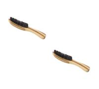 NIYANGLE 2pcs Men Handmade Mustache Bristle Brush Natural Wood Handle Broken-resistant Beard Brush for Styling Long and Short Beards for Home Barber Shop Use