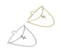 NIYANGLE 2pcs Men's Cross Design Link Chain Tie Clips Copper Metal Necktie Clasps Anti-slip Business and Wedding Accessories for Suits Parties Office Wear Gold Silver