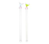 NIYANGLE 2pcs Mermaid Shaped Glass Stirring Rod for Coffee and Beverages