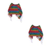 NIYANGLE 2pcs Mexican Cloak Halloween Costume Colorful Patterned Poncho for Boys Party Dress-up
