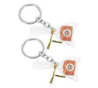 NIYANGLE 2pcs Miniature Resin Bread Toast Slice Keychains, Simulation Artificial Bread Food Charms for Backpack, Coworker Leaving Present, Dollhouse Accessories