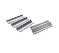 NIYANGLE 2pcs Non-Stick Wave Baguette Baking Tray Stainless Steel Perforated Bread Moulds for Artisan French Bread Home Bakers Kitchen Tools Silver