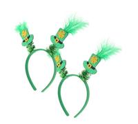 NIYANGLE 2pcs Patrick's Day Shamrock Headband Elegant Plume Design Versatile Styling Festive Party Essential Comfortable Fit for Irish Festivals and Celebrations