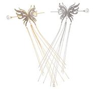 NIYANGLE 2pcs Pearl Hairpin Butterfly Hair Stick Chignon Hair Pin for Updo Bun for Women