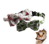 NIYANGLE 2pcs Pet Collars for Kitten and Dog with Bell, Delicate Bow Knot Design, White and Green Cloth Material, Easy to Put and Take, for Party Use