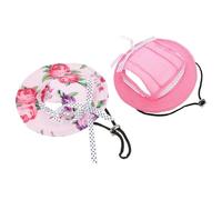NIYANGLE 2pcs Pet Dog Bucket Hats with Wide Brim for Sun Protection, Comfortable Mesh Cloth Material, Fashionable Design, for Small Dogs and Cats to Dress or Take Photos