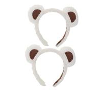 NIYANGLE 2pcs Plush Polar Bear Ears Headband for Women Soft Furry Makeup Hair Hoop for Washing Face Halloween Cosplay Animal Costume Christmas Festival Accessory
