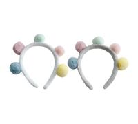 NIYANGLE 2Pcs Pom Ball Headband Hair Accessories for Students Adorable Design for Face Washing Birthday and Party Favors Unique Headdress for Women