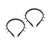 NIYANGLE 2pcs Punk Studded Headband Gothic Spiked Headpiece Punk Gothic Baroque Zinc Alloy Pu Comfortable Fit Easy to Use Headbands for Women Cosplay and Performances