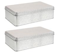 NIYANGLE 2pcs Rectangular Metal Tin Box Lids Small Metal Box for Candy Snack Tin Containers Multi-purpose Tinplate Storage Case for Party Treasures