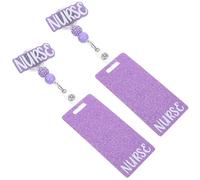 NIYANGLE 2pcs Retractable Id Card Accessories Acrylic Glitter Badge Clips for Nurses Vertical Id Badge Holders Healthcare Medical Professionals