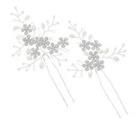 NIYANGLE 2pcs Rhinestone Pearl Hair Pins for Brides Elegant Wedding Hair Accessories Durable Shaped Design for Bridal Parties and Special Occasions